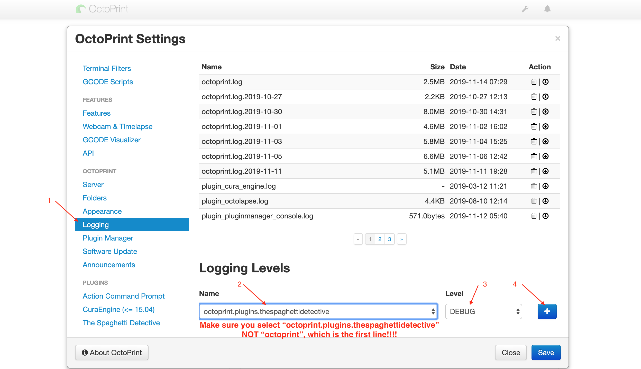 turn on debug logging