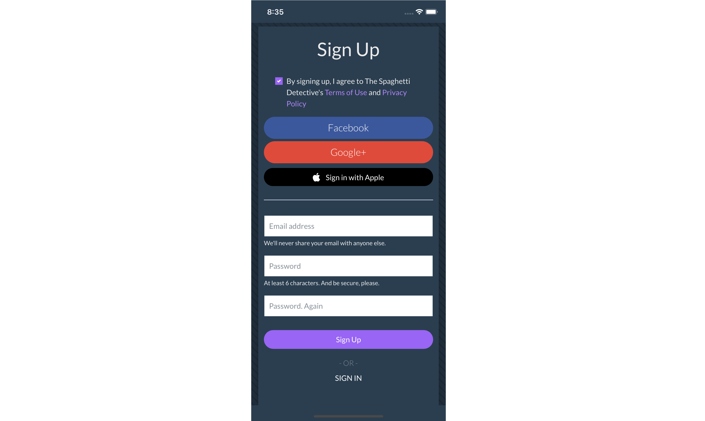 Sign Up Account