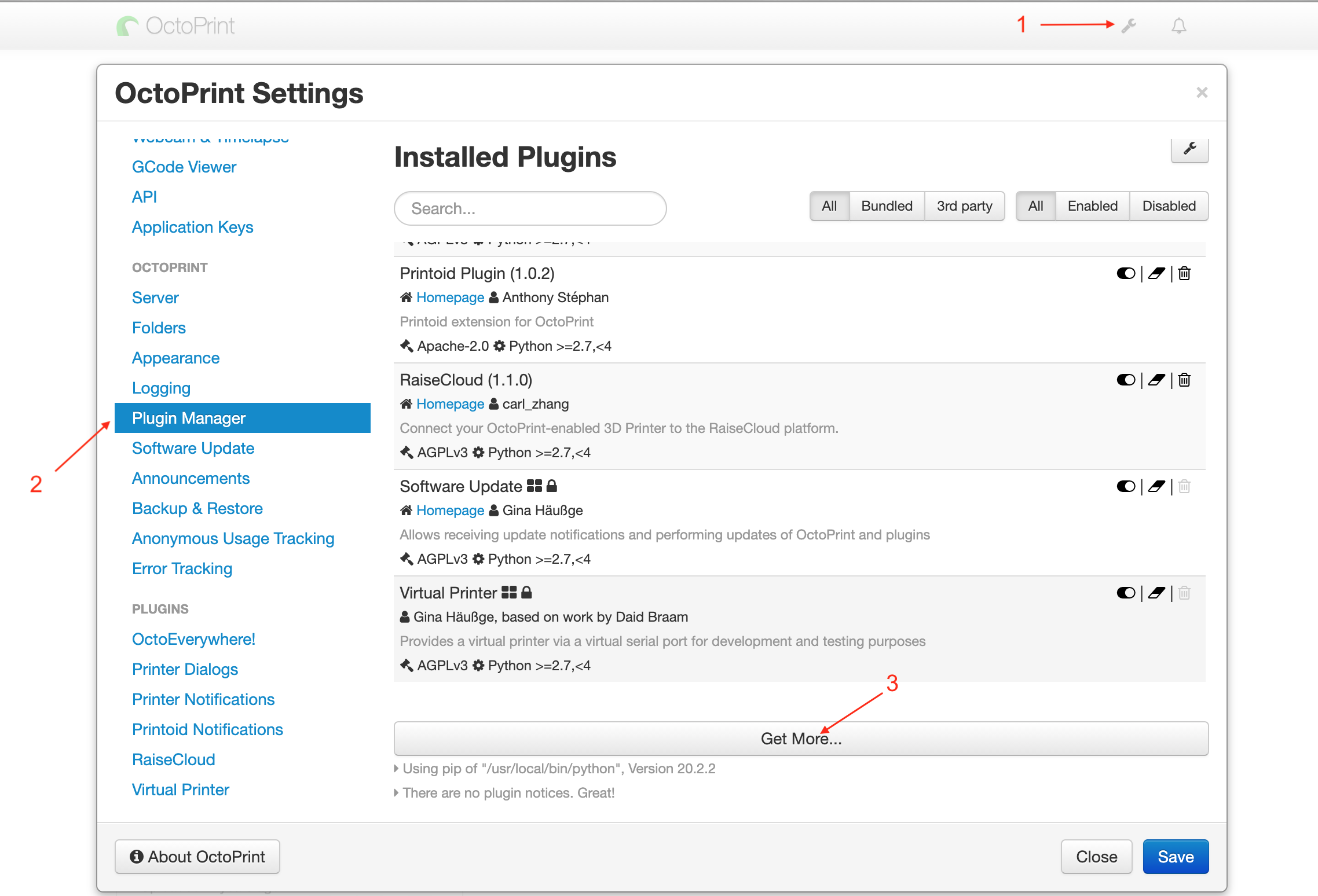 OctoPrint Plugin Manager