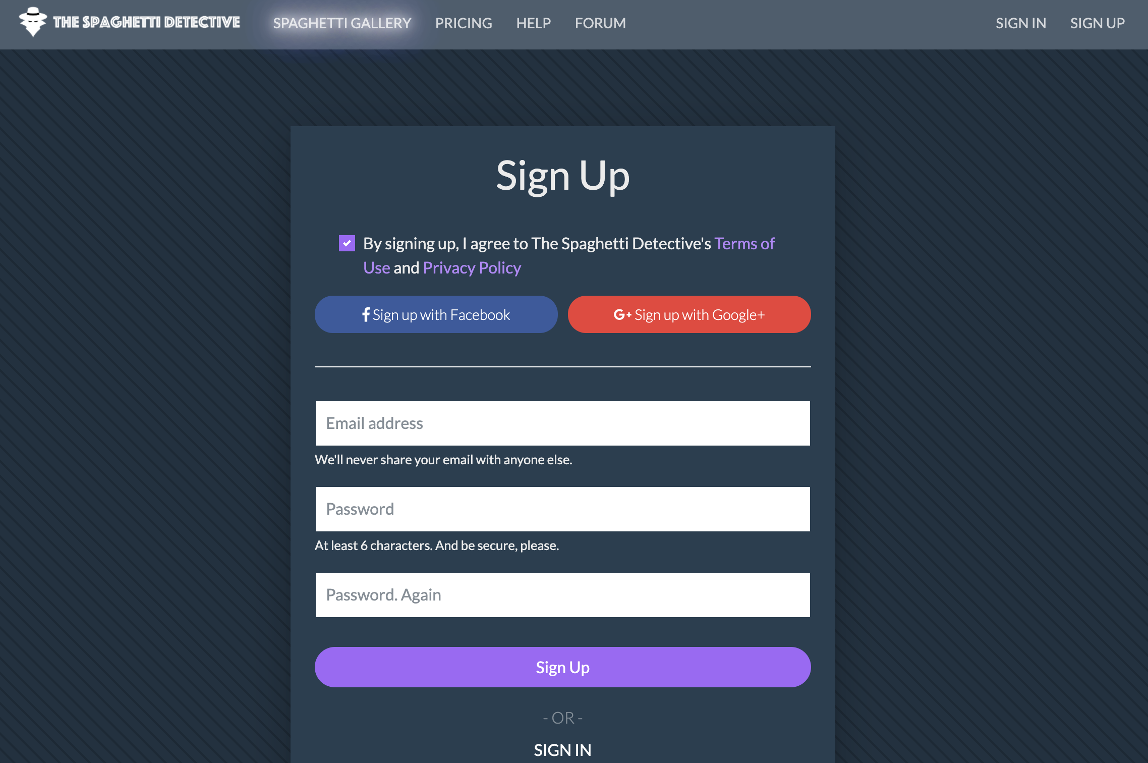 Sign Up Account